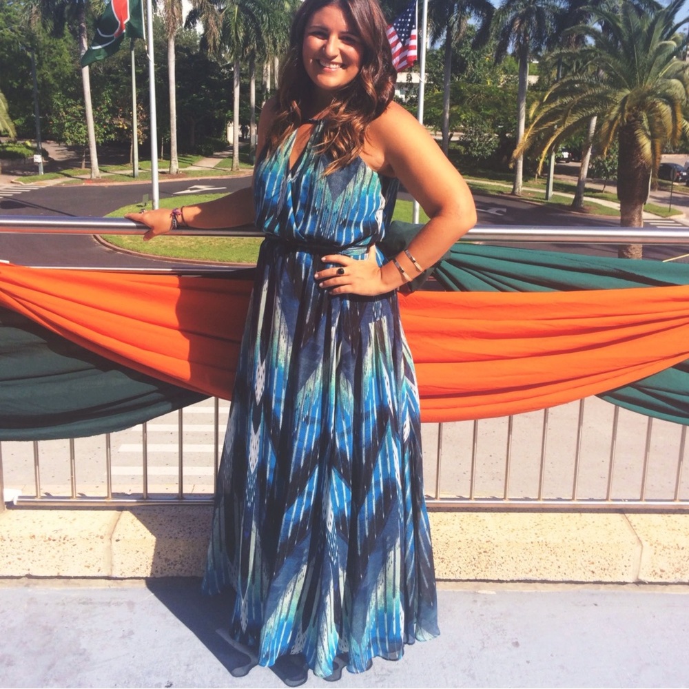 Rachel by Rachel Roy Long Blue Halter Maxi Dress
